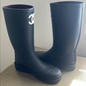 Chanel Women's Black Rain Boots